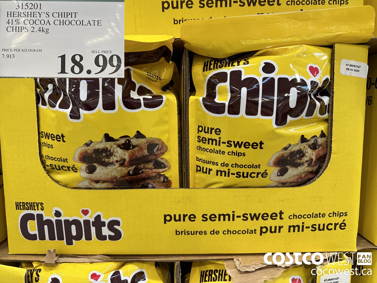 315201 HERSHEY CHIPITS CHOCOLATE CHIPS 2.4 KG $18.99