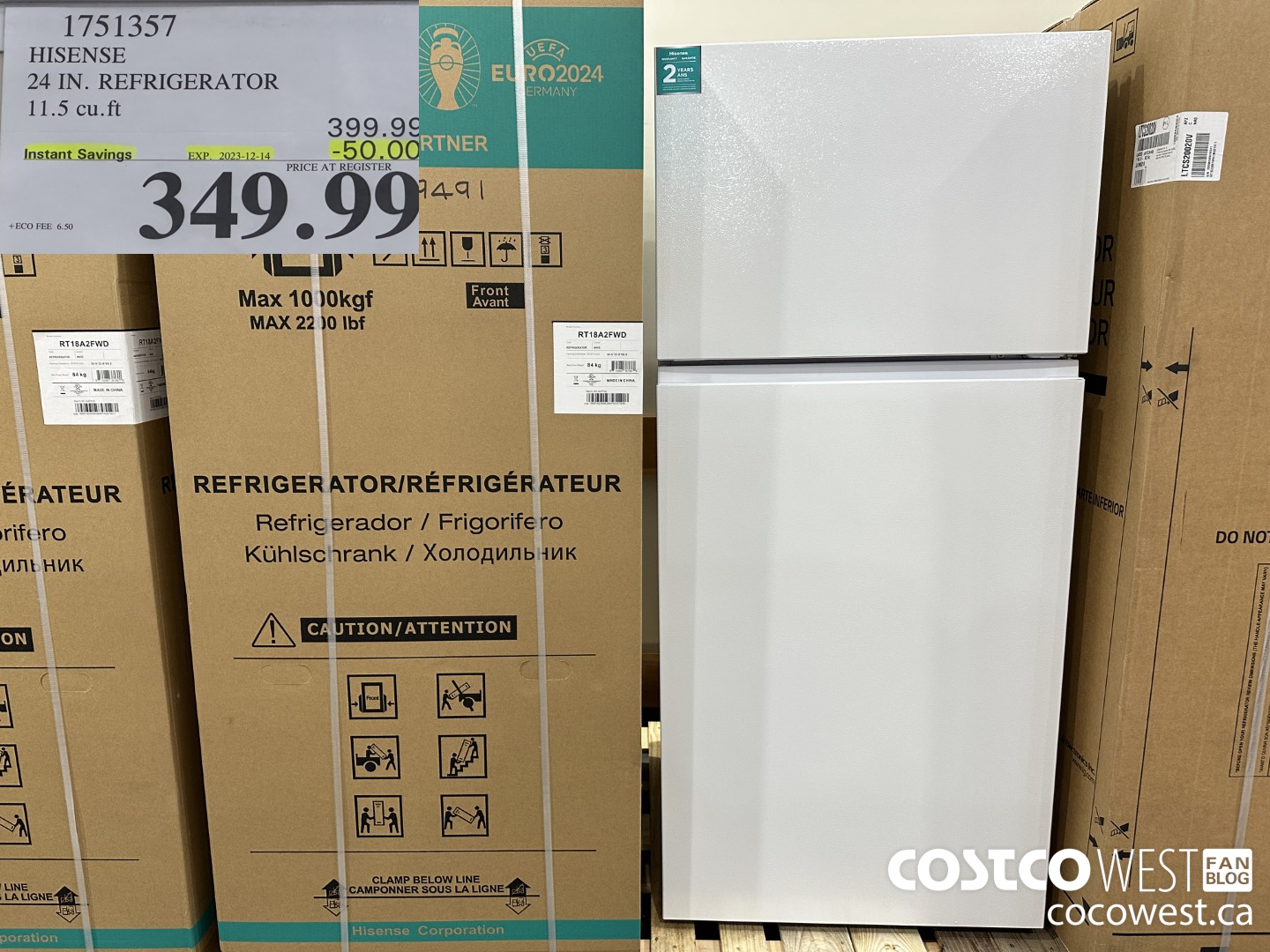 1751357 HISENSE 24 IN. REFRIGERATOR 11.5 CUFT ($50.00 INSTANT SAVINGS EXPIRES ON 2023-12-14) $349.99