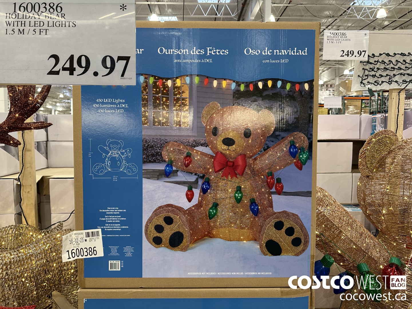 1600386 HOLIDAY BEAR WITH LED LIGHTS 1.5M / 5FT $249.97