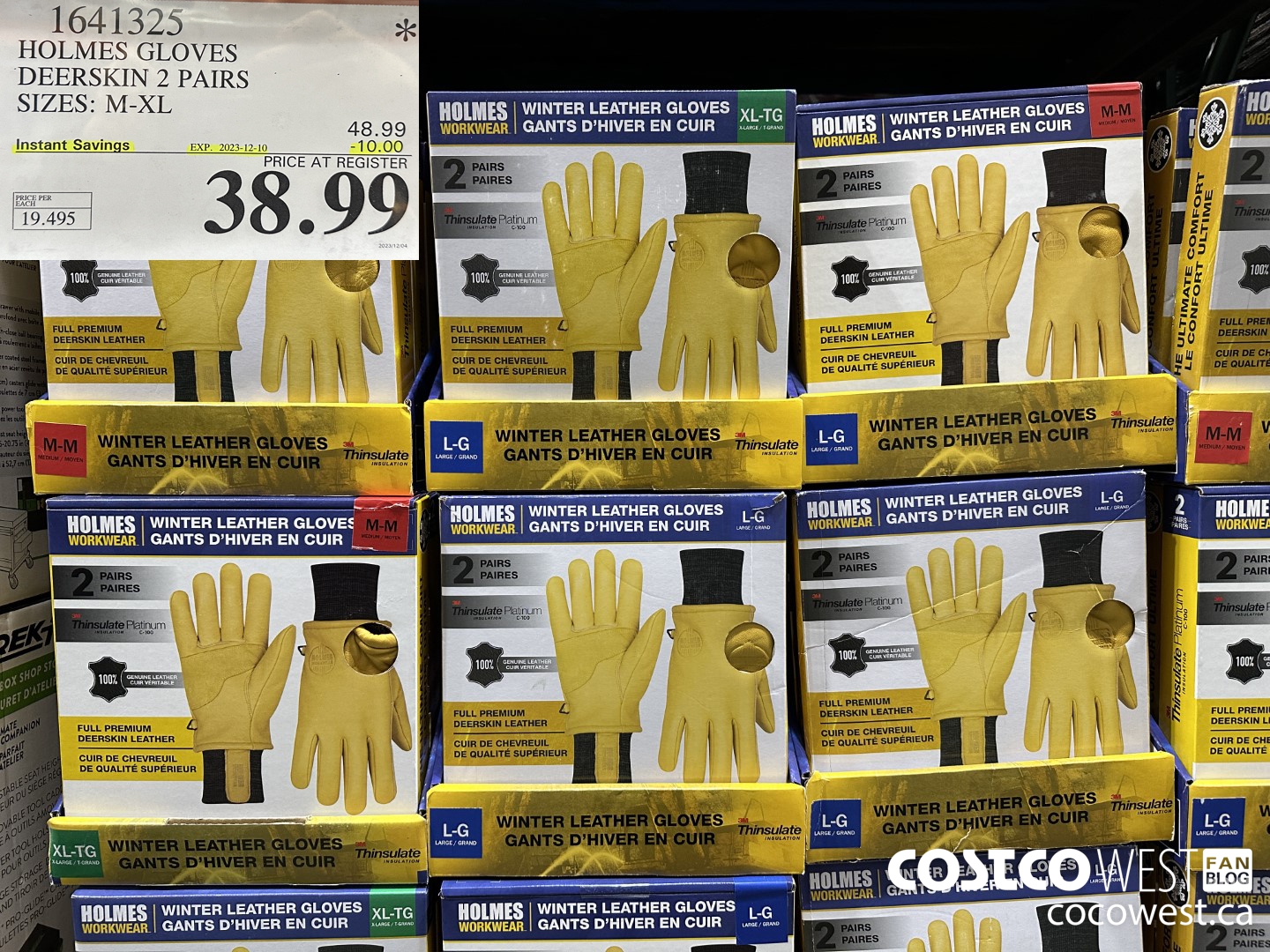 1641325 HOLMES GLOVES DEERSKIN 2 PAIRS SIZES: M-XL ($10.00 INSTANT SAVINGS EXPIRES ON 2023-12-10) $38.99