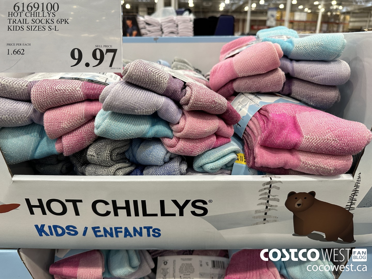 6169100 HOT CHILLYS TRAIL SOCKS 6PK KIDS SIZES S-L  $9.97