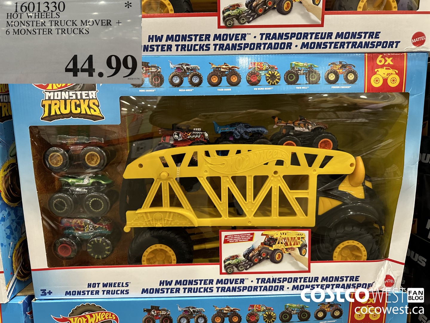 1601330 HOT WHEELS MONSTER TRUCK MOVER + 6 MONSTER TRUCKS $44.99