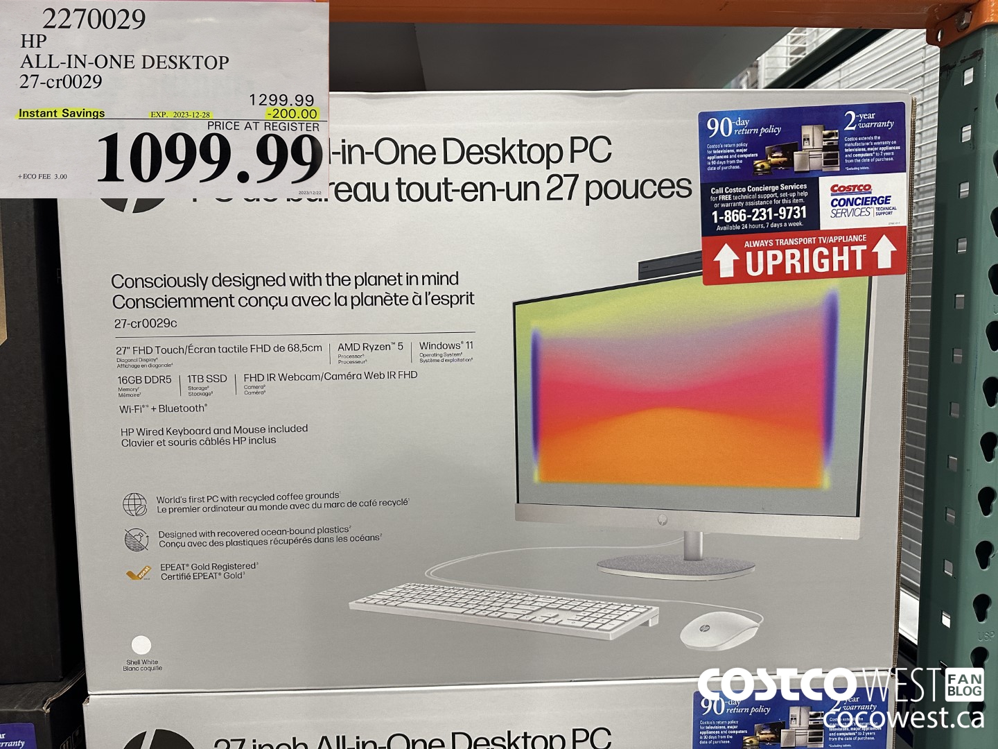 2270029 HP ALL-IN-ONE COMPUTER 27-CR0029 ($200.00 INSTANT SAVINGS EXPIRES ON 2023-12-28) $1099.99