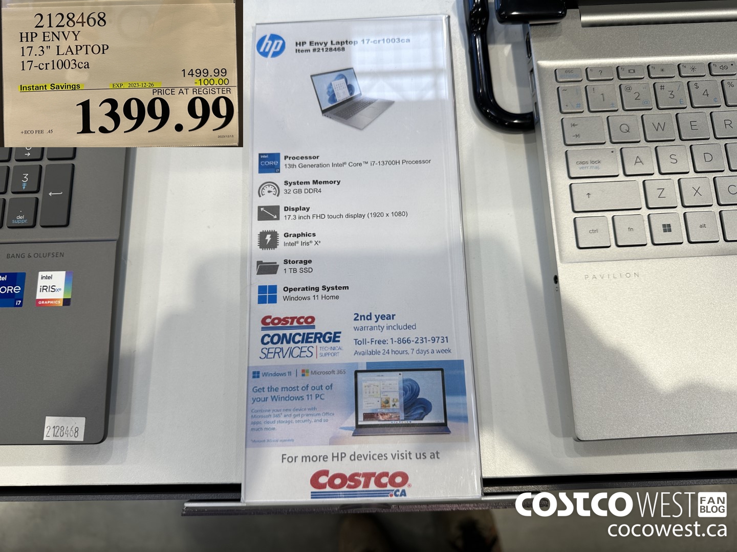 2128468 HP ENVY 17.3IN LAPTOP COMPUTER 17-CR1003CA ($100.00 INSTANT SAVINGS EXPIRES ON 2023-12-26) $1399.99