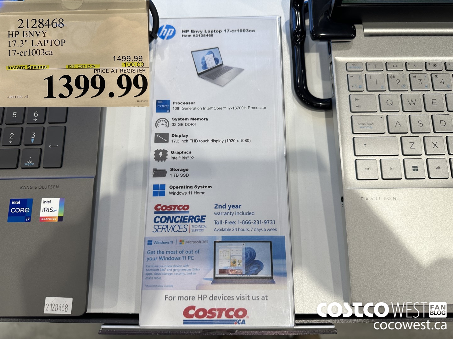 2128468 HP ENVY 17.3IN LAPTOP COMPUTER 17-CR1003CA ($100.00 INSTANT SAVINGS EXPIRES ON 2023-12-26) $1399.99