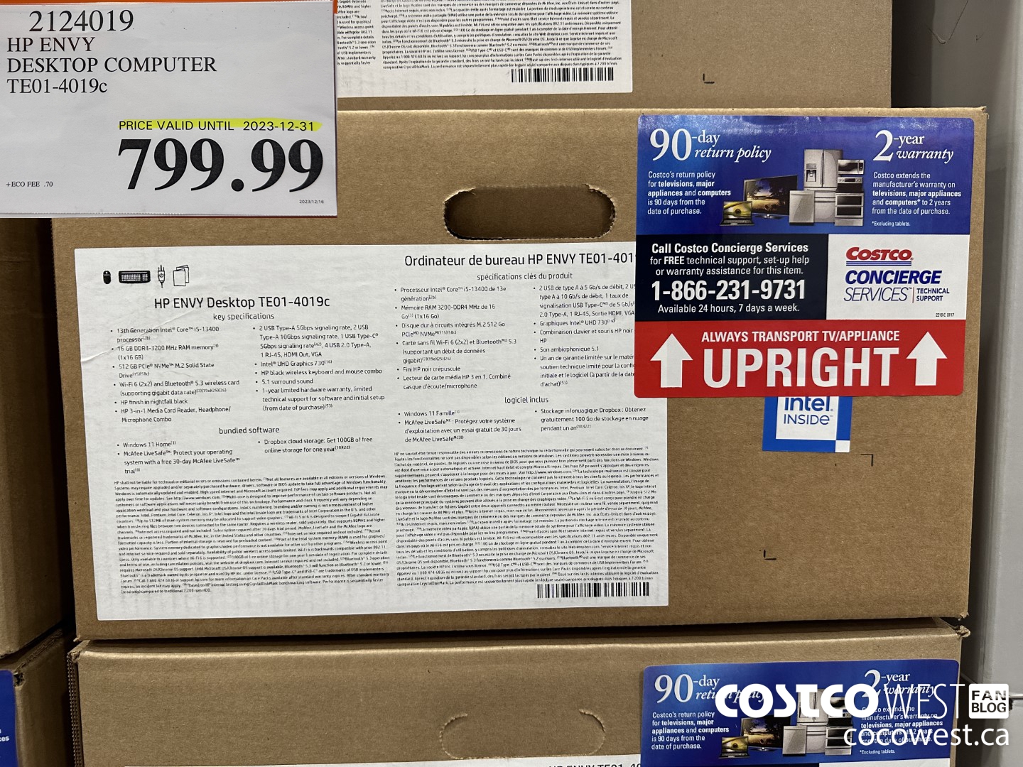 2124019 HP ENVY DESKTOP COMPUTER TE01-4019C (EXPIRES ON 2023-12-31) $799.99