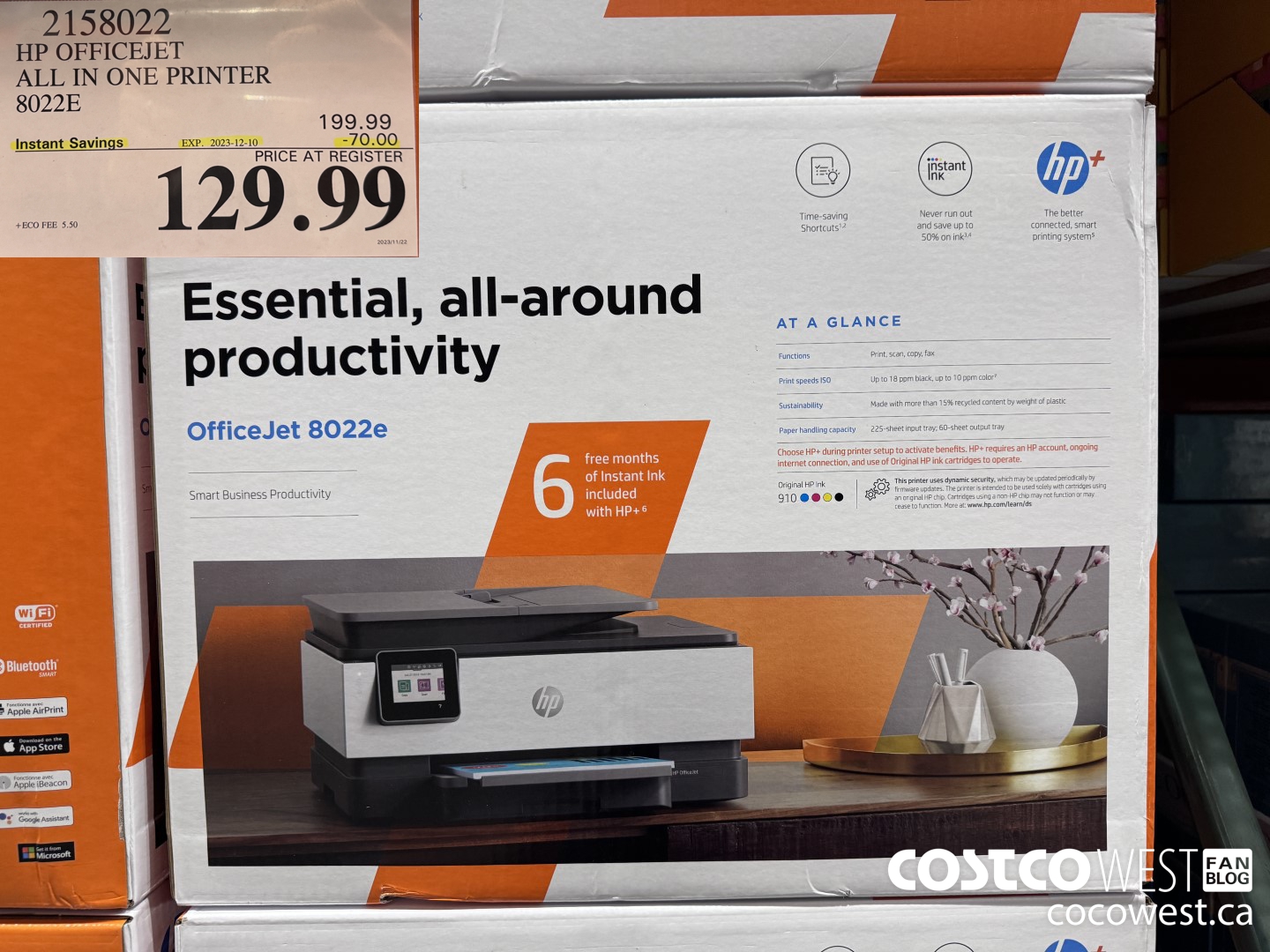 2158022 HP OFFICEJET ALL IN ONE PRINTER 8022E ($70.00 INSTANT SAVINGS EXPIRES ON 2023-12-10) $129.99