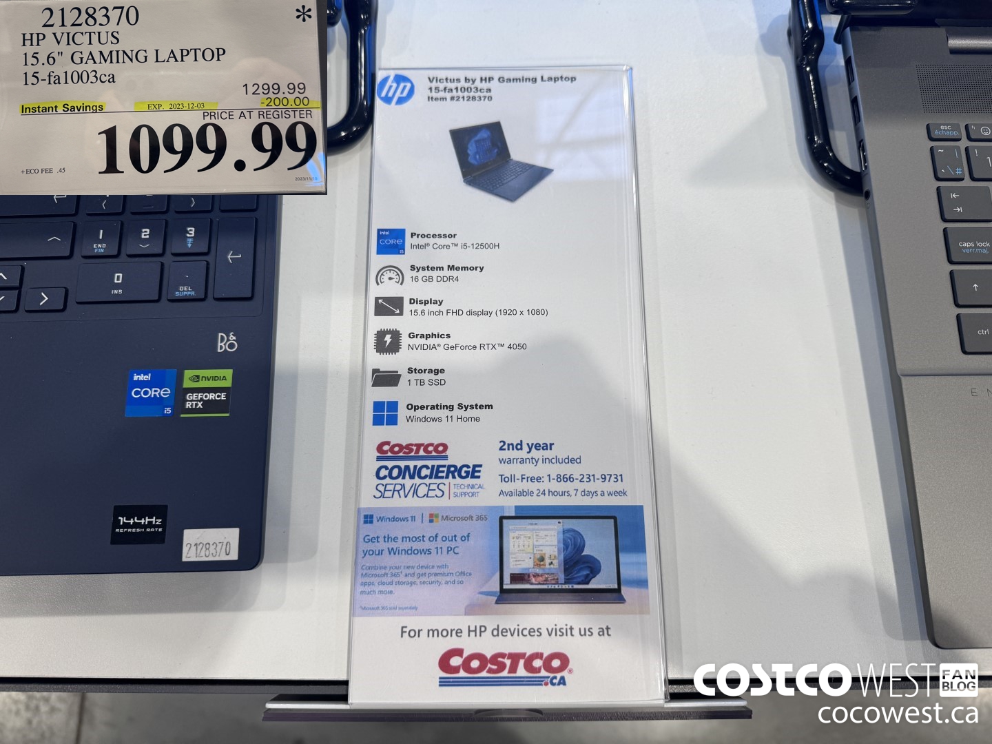2128370 HP VICTUS 15.6IN GAMING LAPTOP 15-FA1003CA ($200.00 INSTANT SAVINGS EXPIRES ON 2023-12-03) $1099.99