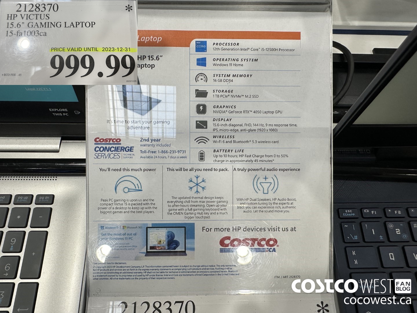2128370 HP VICTUS 15.6IN GAMING LAPTOP 15-FA1003CA (EXPIRES ON 2023-12-31) $999.99