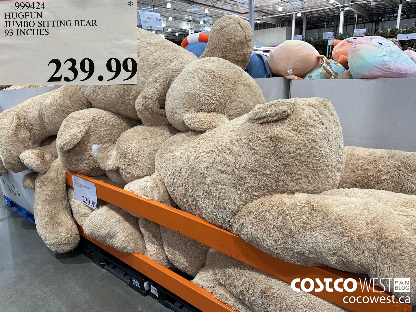 999424 HUGFUN JUMBO SITTING BEAR 93 INCHES $239.99
