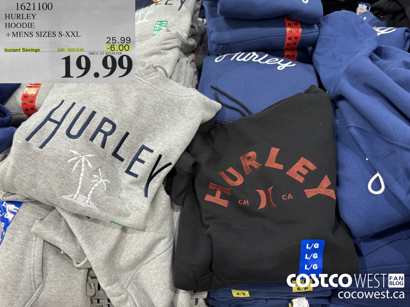 1621100 HURLEY HOODIE MENS SIZES S-XXL ($6.00 INSTANT SAVINGS EXPIRES ON 2023-12-03) $19.99