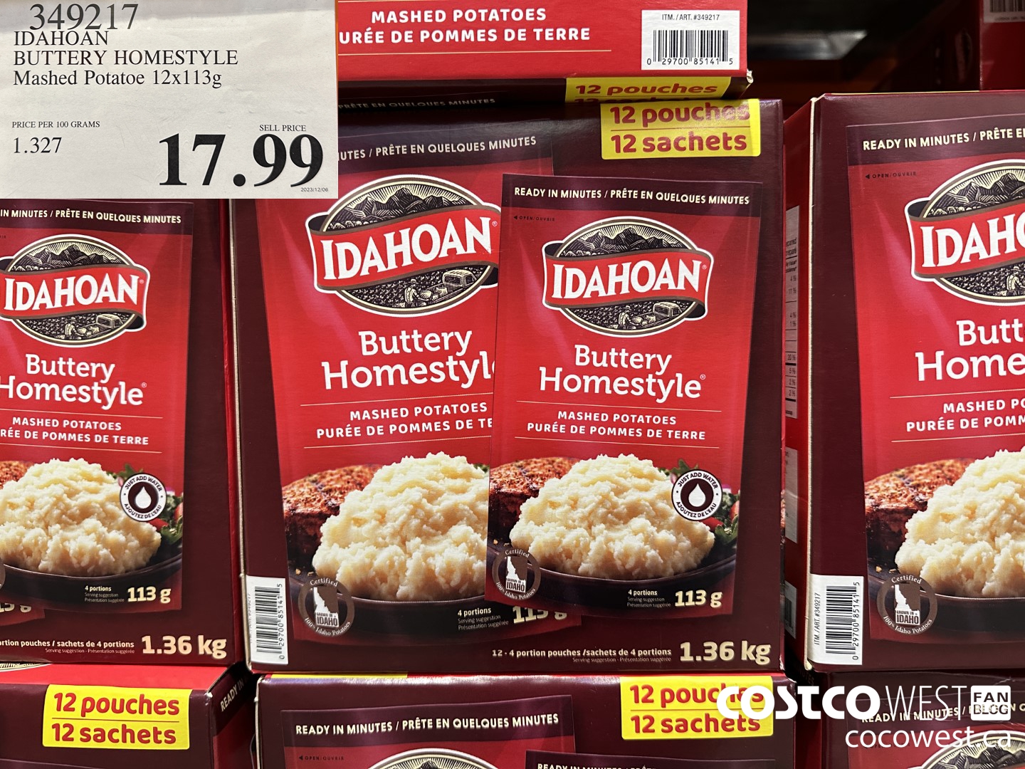 349217 IDAHOAN BUTTERY HOMESTYLE MASHED POTATOE 12 X 113 G $17.99