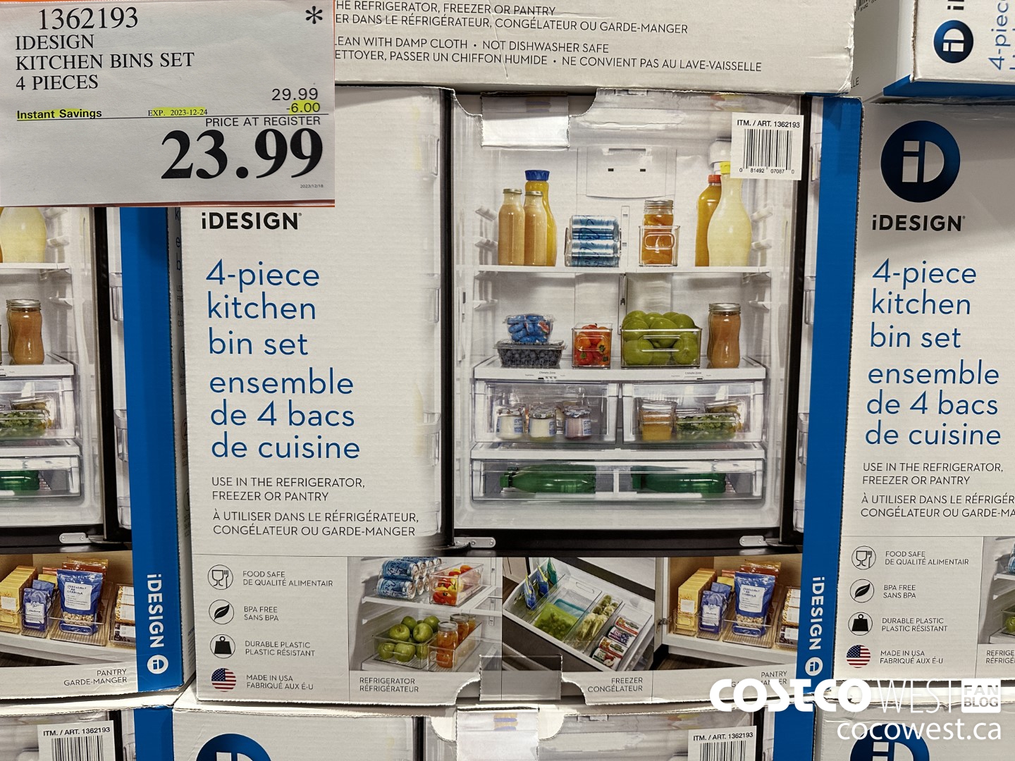 1362193 IDESIGN KITCHEN BIN SET 4 PIECE ($6.00 INSTANT SAVINGS EXPIRES ON 2023-12-24) $23.99