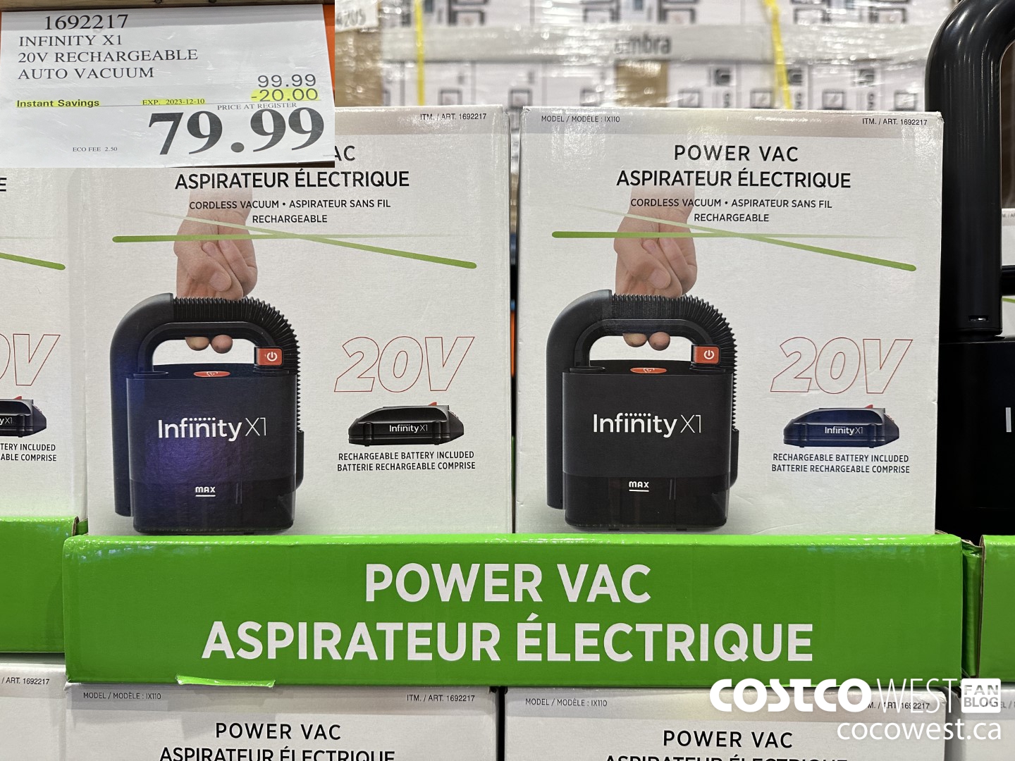 1692217 INFINITY X1 20V RECHARGEABLE AUTO VACUUM ($20.00 INSTANT SAVINGS EXPIRES ON 2023-12-10) $79.99