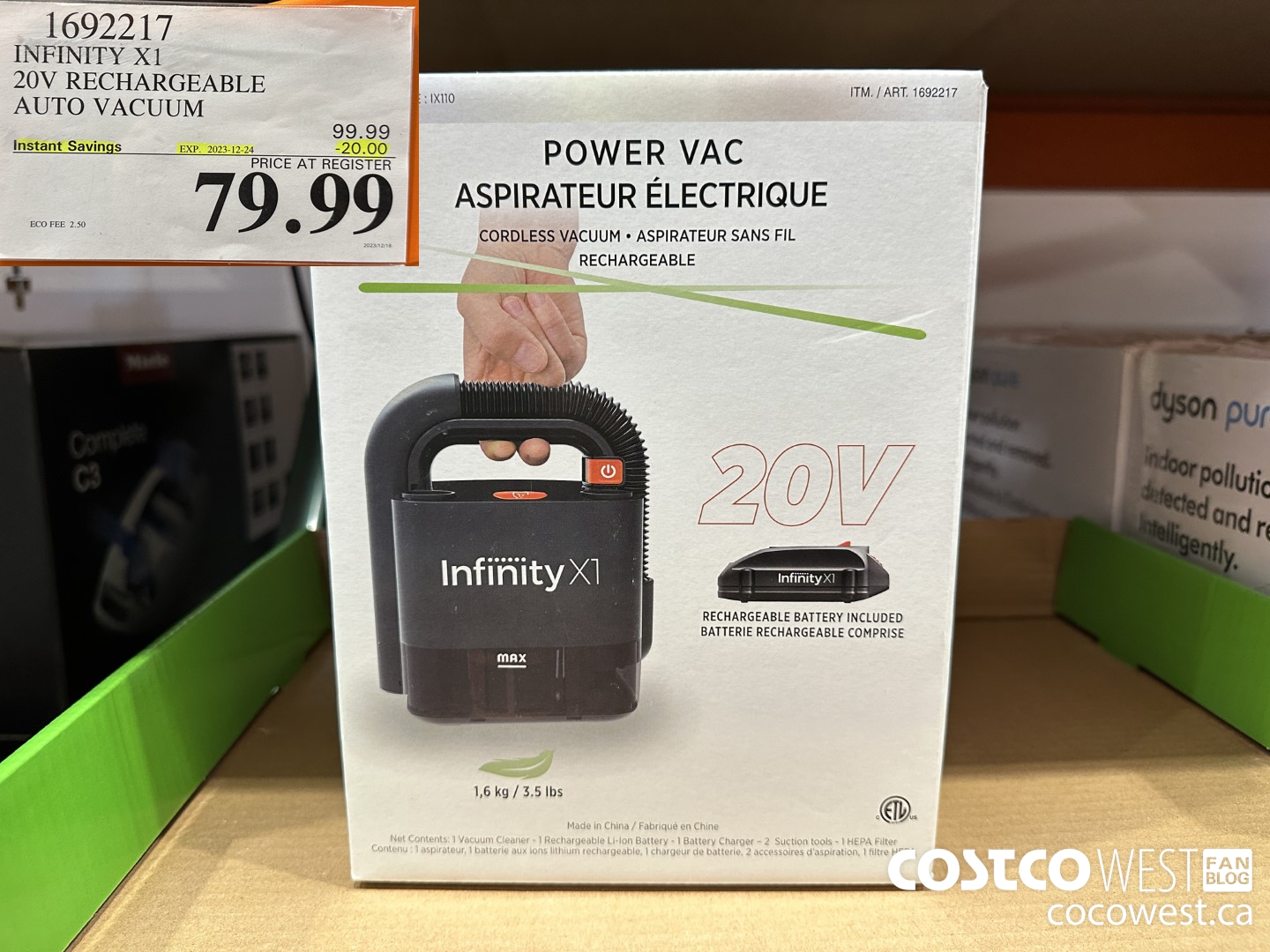 1692217 INFINITY X1 20V RECHARGEABLE AUTO VACUUM ($20.00 INSTANT SAVINGS EXPIRES ON 2023-12-24) $79.99