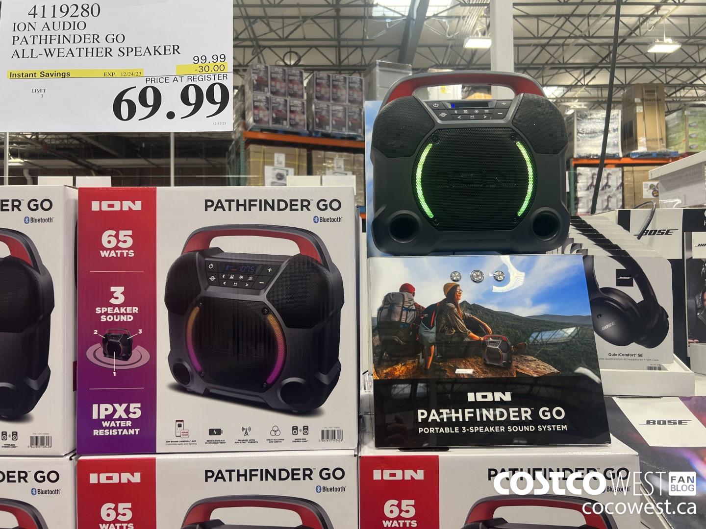 4119280 ION AUDIO PATHFINDER GO ALL-WEATHER SPEAKER ($30.00 INSTANT SAVINGS EXPIRES ON 2023-12-24) $69.99