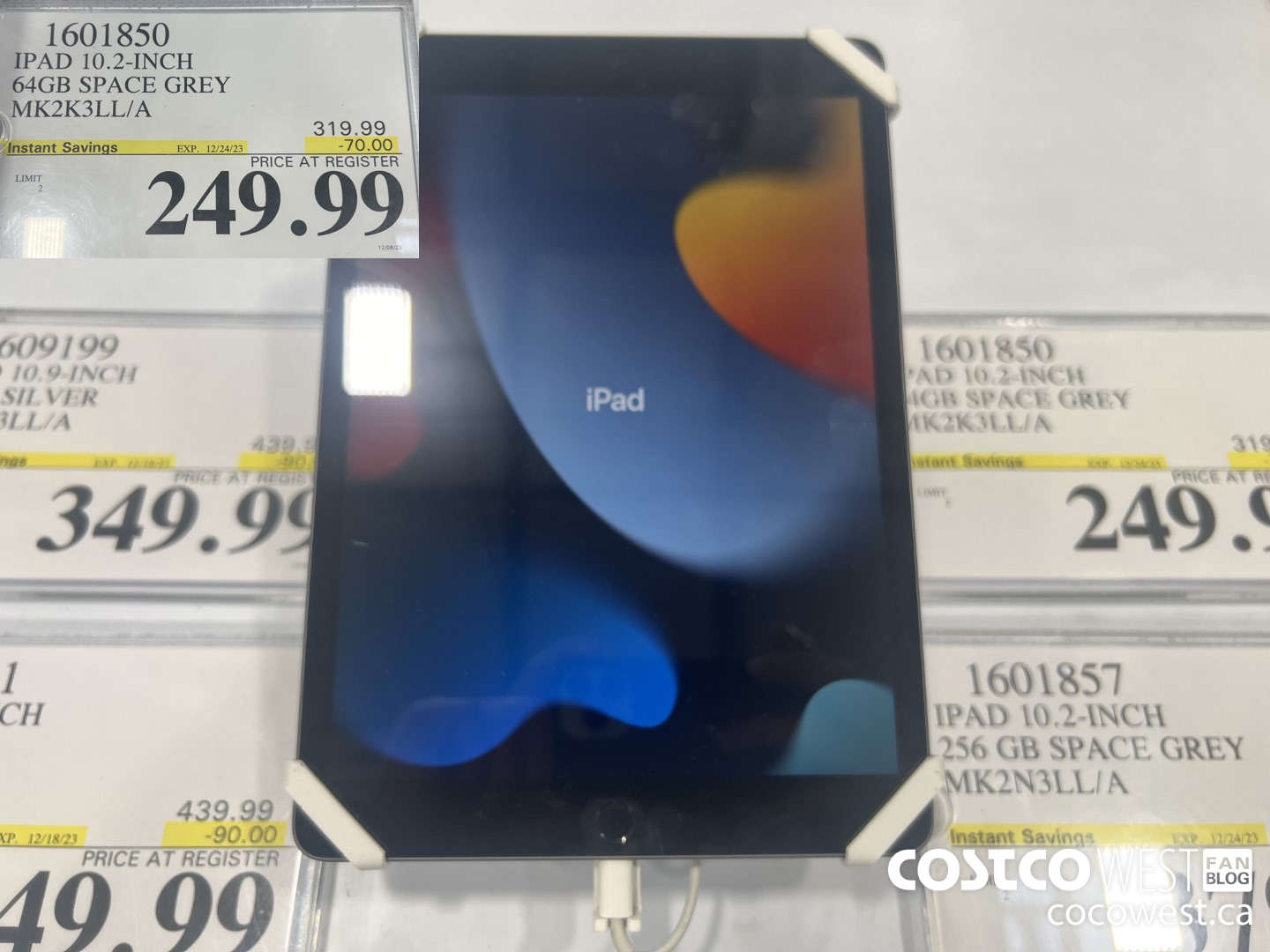 1601850 IPAD 10.2-INCH 64GB SPACE GREY MK2K3LL/A ($70.00 INSTANT SAVINGS EXPIRES ON 2023-12-24) $249.99