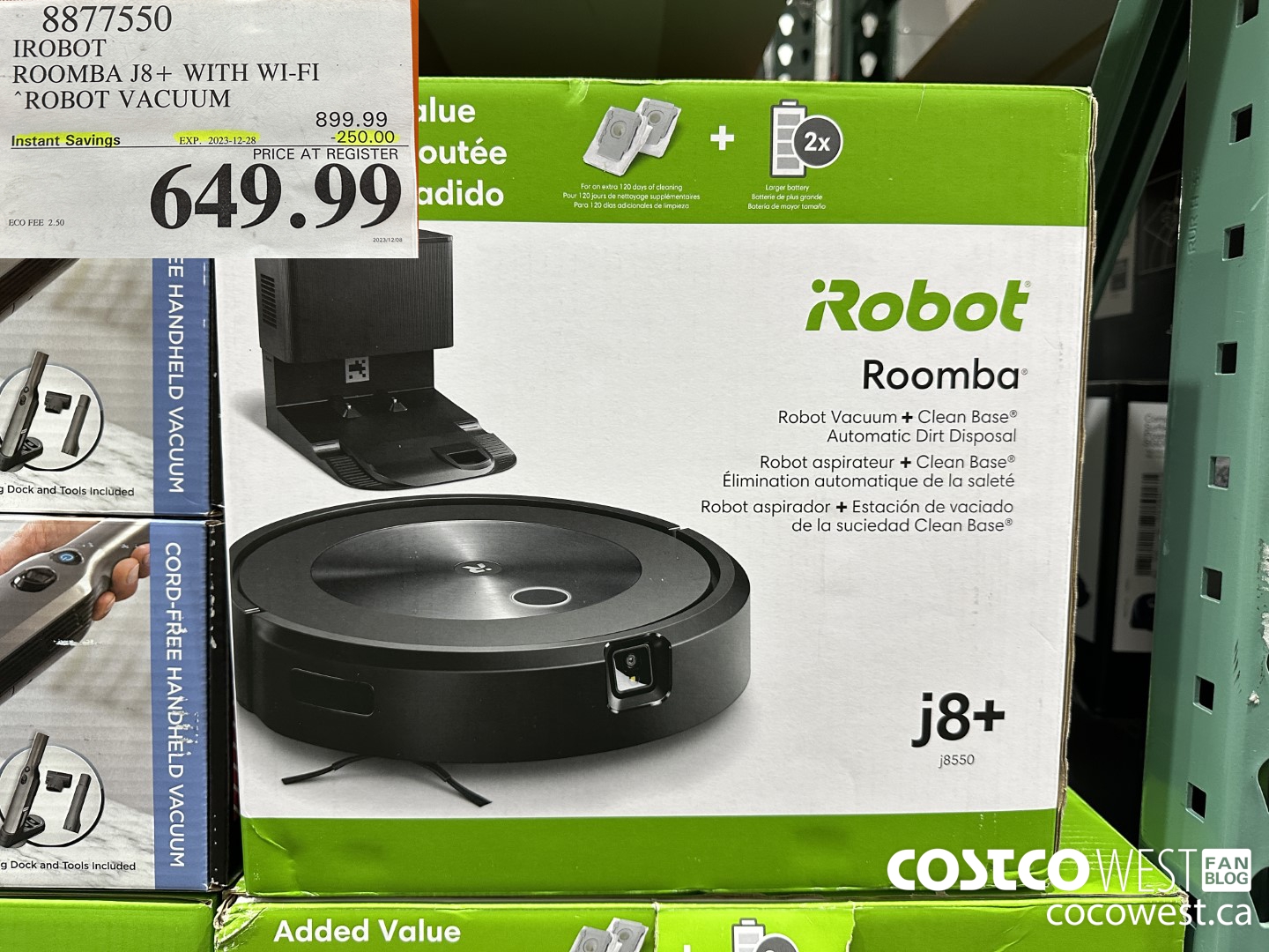 8877550 IROBOT ROOMBA J8+ 7550 WITH WI-FI ROBOT VACUUM ($250.00 INSTANT SAVINGS EXPIRES ON 2023-12-28) $649.99