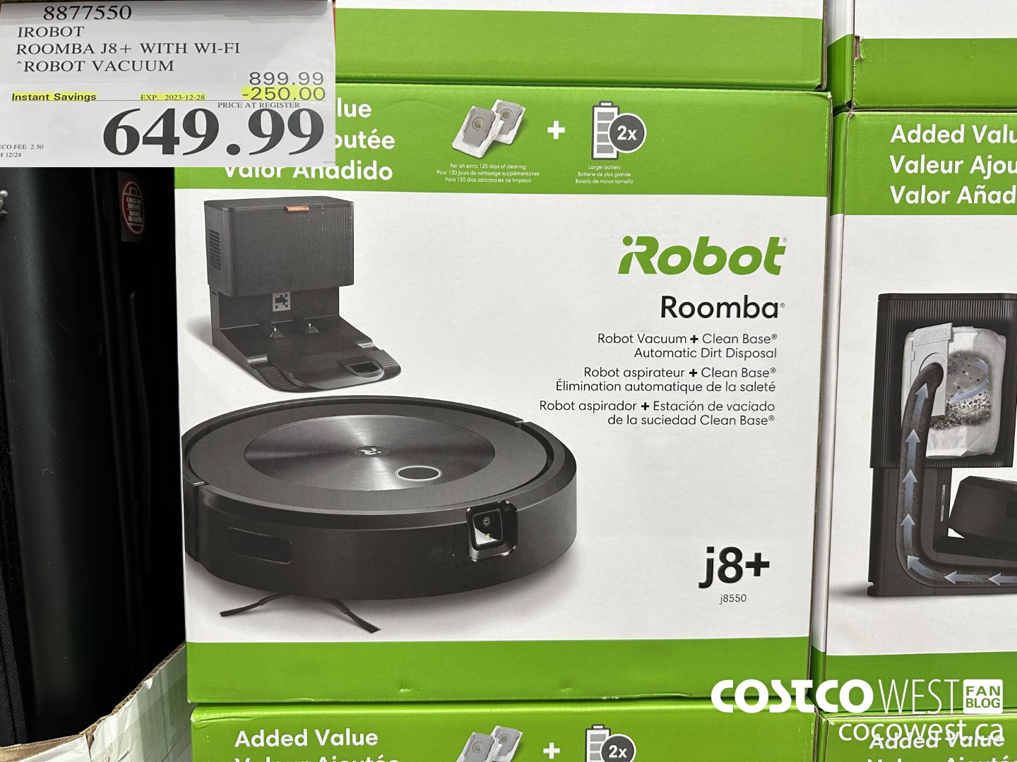 8877550 IROBOT ROOMBA J8+ ROBOT VACUUM WITH SELF-EMPTY BASE ($250.00 INSTANT SAVINGS EXPIRES ON 2023-12-28) $649.99