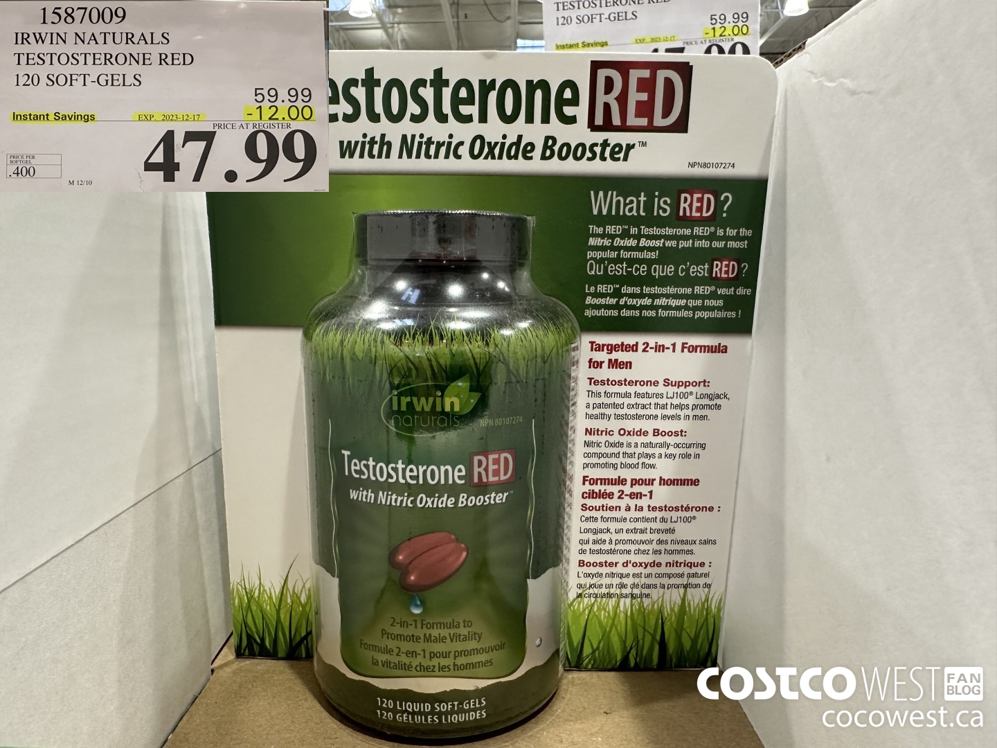 1587009 IRWIN NATURALS TESTOSTERONE RED 120 SOFT-GELS ($12.00 INSTANT SAVINGS EXPIRES ON 2023-12-17) $47.99