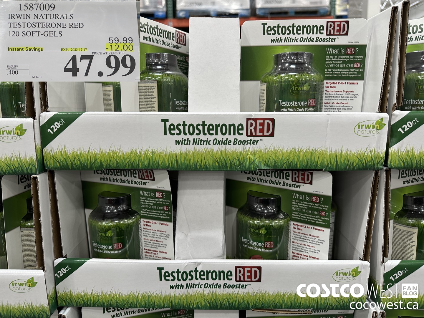 1587009 IRWIN NATURALS TESTOSTERONE RED 120 SOFT-GELS ($12.00 INSTANT SAVINGS EXPIRES ON 2023-12-17) $47.99