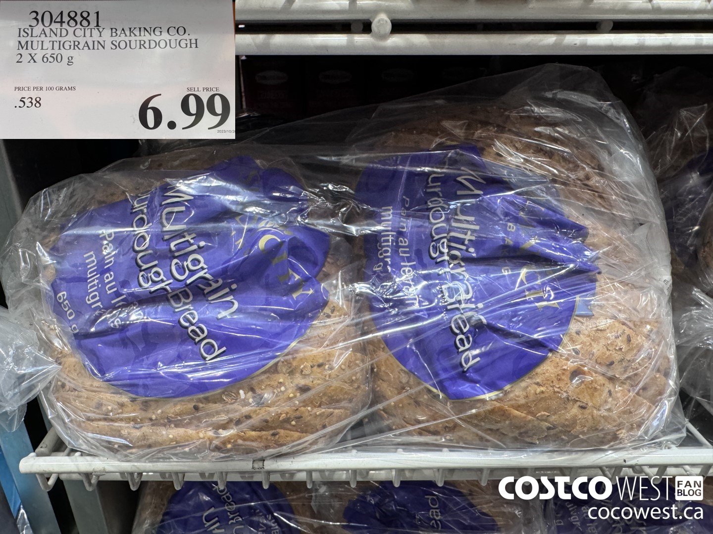 304881 ISLAND CITY BAKING CO. MULTIGRAIN SOURDOUGH SLICED 2 X 650 G $6.99