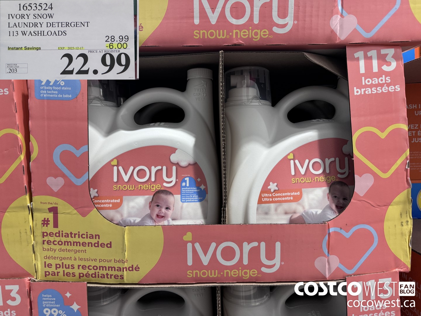 1653524 IVORY SNOW LAUNDRY DETERGENT 113 WASHLOADS ($6.00 INSTANT SAVINGS EXPIRES ON 2023-12-17) $22.99
