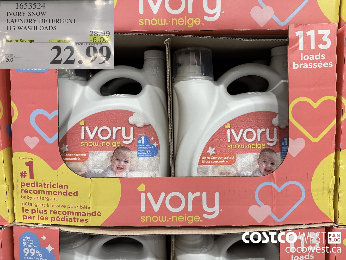 1653524 IVORY SNOW LAUNDRY DETERGENT 113 WASHLOADS ($6.00 INSTANT SAVINGS EXPIRES ON 2023-12-17) $22.99