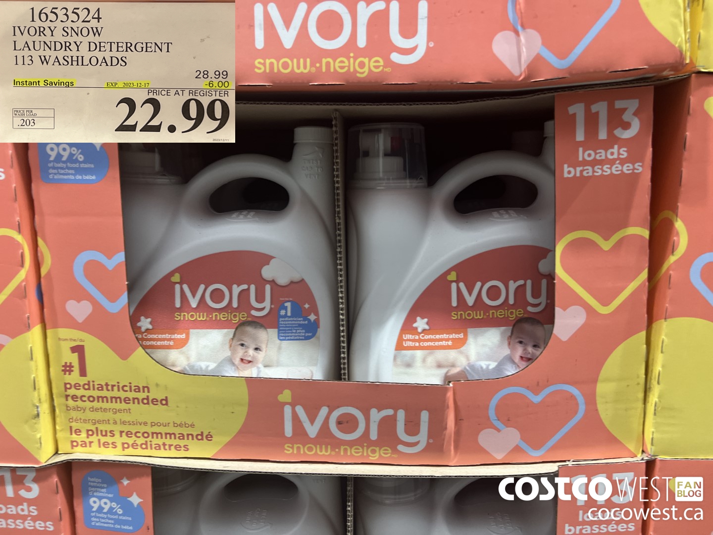 1653524 IVORY SNOW LAUNDRY DETERGENT 113 WASHLOADS ($6.00 INSTANT SAVINGS EXPIRES ON 2023-12-17) $22.99