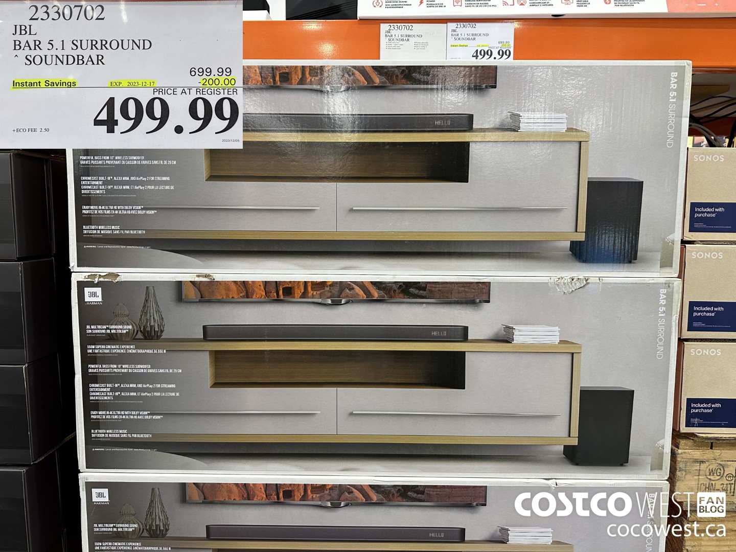 2330702 JBL BAR 5.1 SURROUND SOUNDBAR ($200.00 INSTANT SAVINGS EXPIRES ON 2023-12-17) $499.99