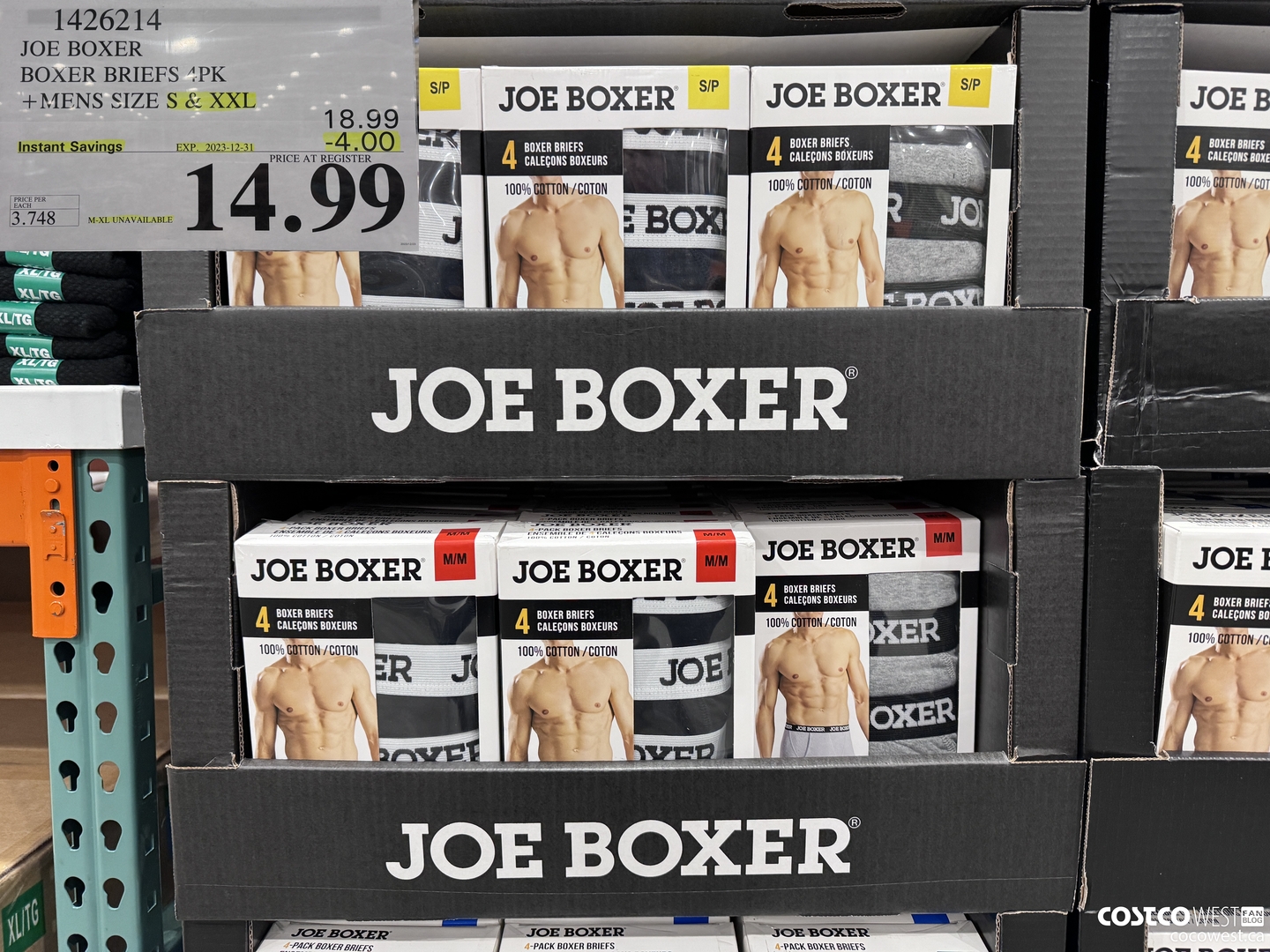 1426214 JOE BOXER BOXER BRIEFS 4PK MENS SIZES S-XXL ($4.00 INSTANT SAVINGS EXPIRES ON 2023-12-31) $14.99