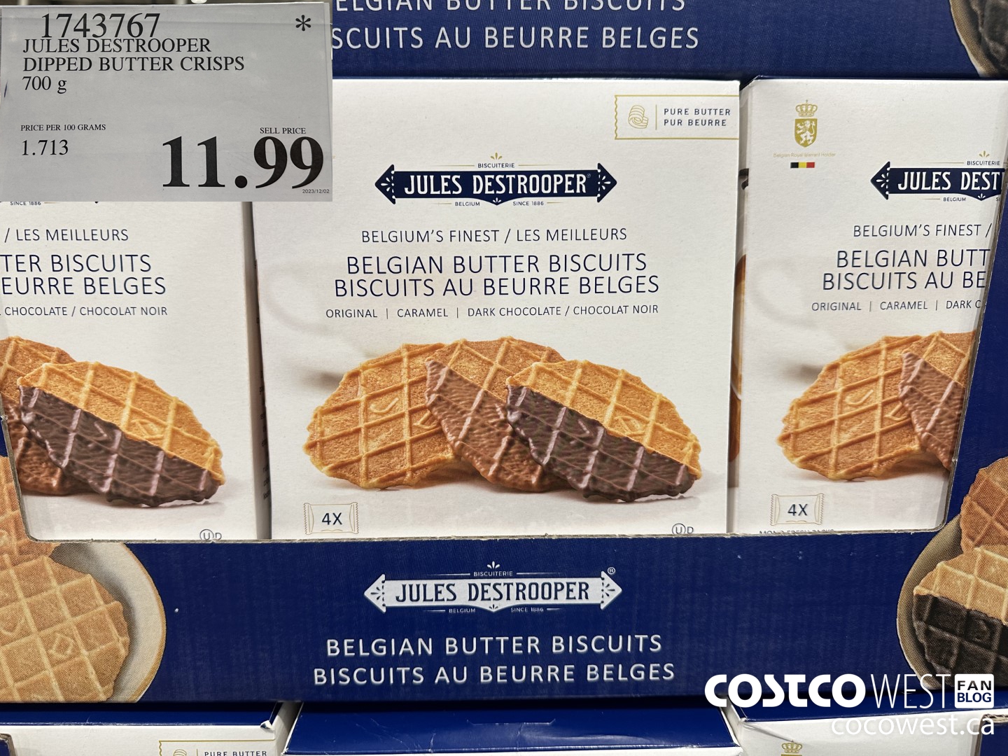 1743767 JULES DESTROOPER DIPPED BUTTER CRISPS 700 G $11.99