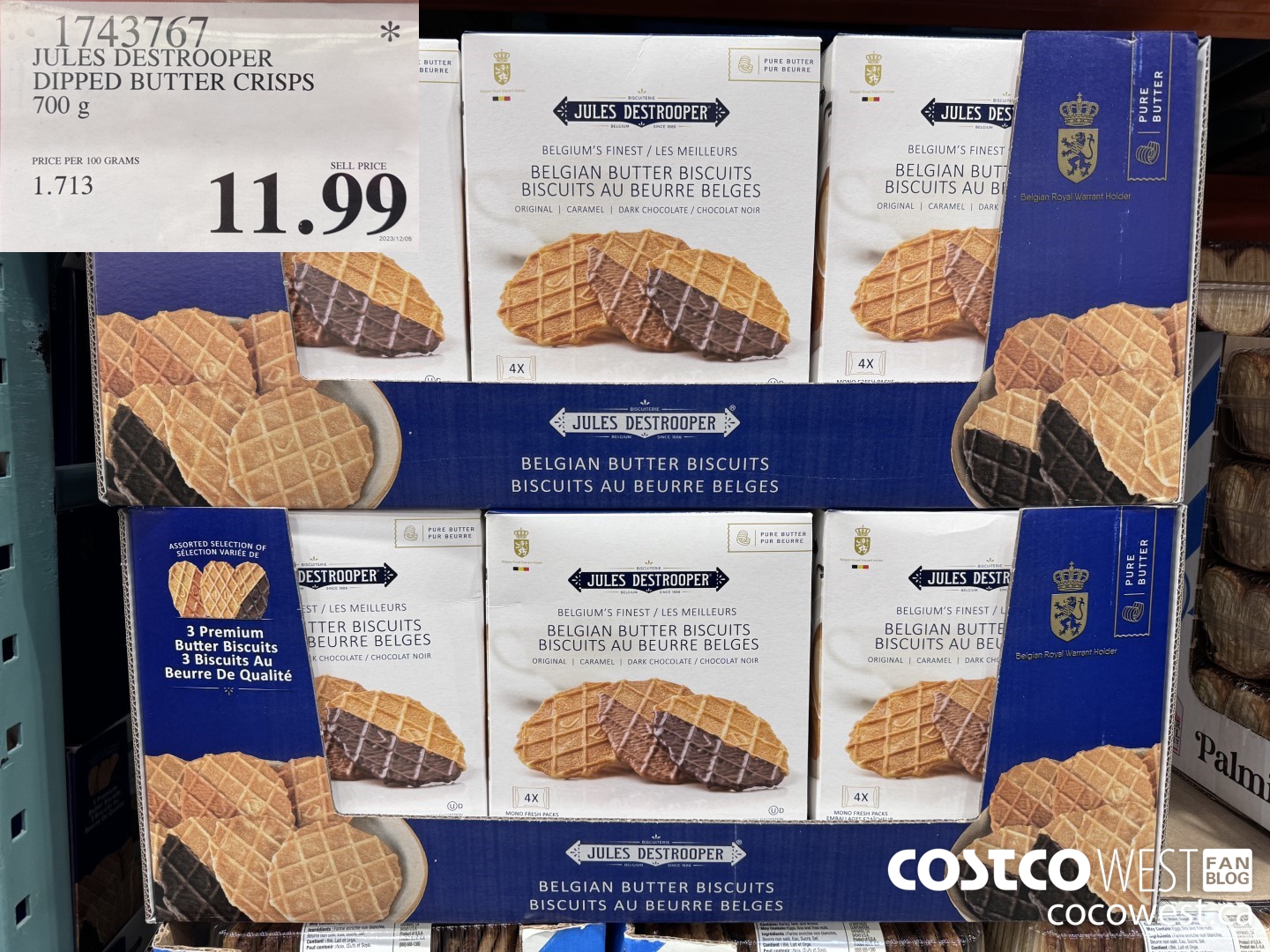 1743767 JULES DESTROOPER DIPPED BUTTER CRISPS 700 G $11.99