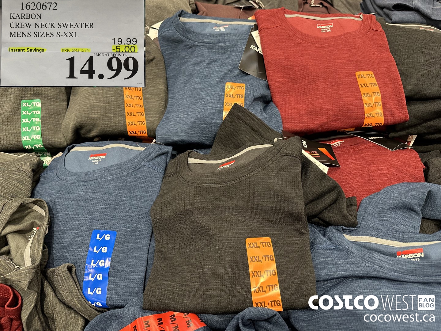 1620672 KARBON CREW NECK SWEATER MENS SIZES S-XXL ($5.00 INSTANT SAVINGS EXPIRES ON 2023-12-10) $14.99