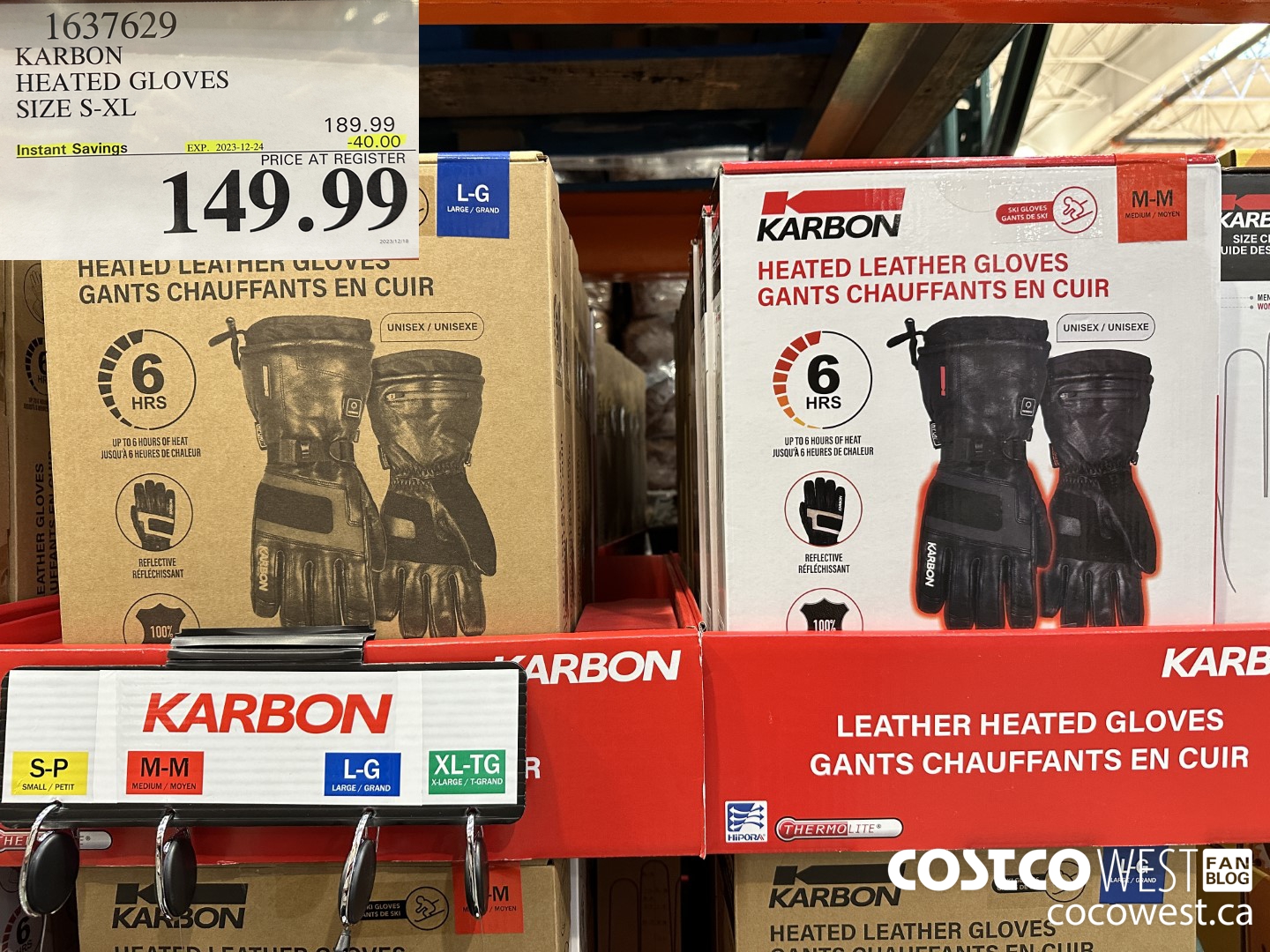 1637629 KARBON HEATED GLOVES SIZES S-XL ($40.00 INSTANT SAVINGS EXPIRES ON 2023-12-24) $149.99
