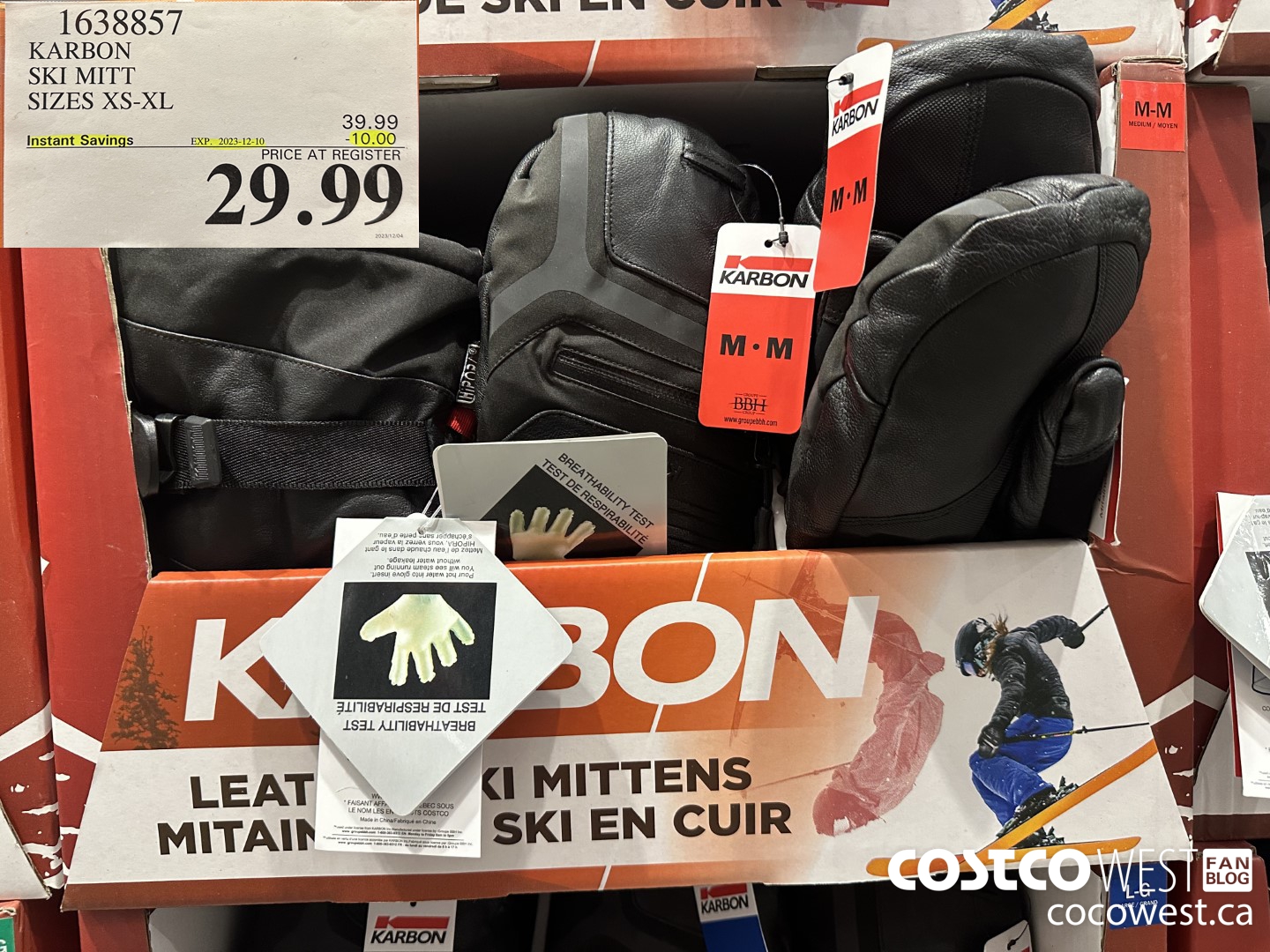 1638857 KARBON SKI MITT SIZES XS-XL ($10.00 INSTANT SAVINGS EXPIRES ON 2023-12-10) $29.99