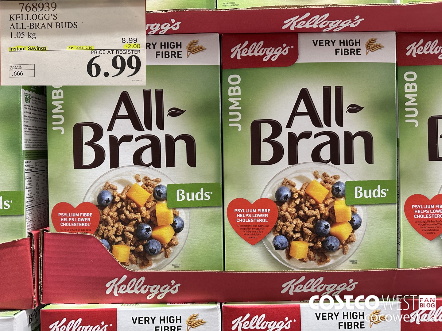 768939 KELLOGG'S ALL-BRAN BUDS JUMBO 1050 G ($2.00 INSTANT SAVINGS EXPIRES ON 2023-12-10) $6.99