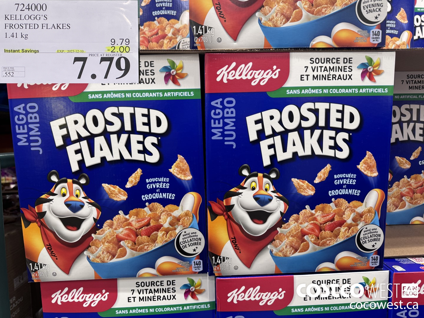 724000 KELLOGGS FROSTED FLAKES MEGA 1.41 kg ($2.00 INSTANT SAVINGS EXPIRES ON 2023-12-10) $7.79