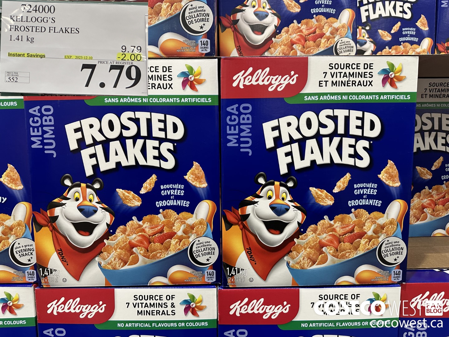 724000 KELLOGGS FROSTED FLAKES MEGA 1.41 kg ($2.00 INSTANT SAVINGS EXPIRES ON 2023-12-10) $7.79