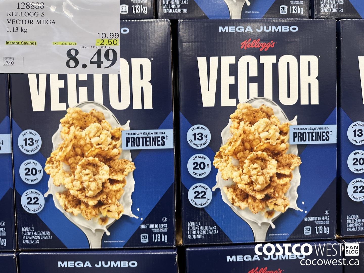 128888 KELLOGGS VECTOR MEGA 1.13KG ($2.50 INSTANT SAVINGS EXPIRES ON 2023-12-24) $8.49