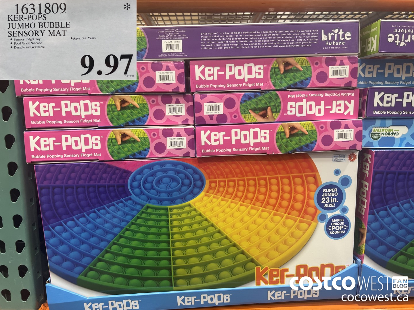 1631809 KER-POPS JUMBO BUBBLE SENSORY MAT $9.97