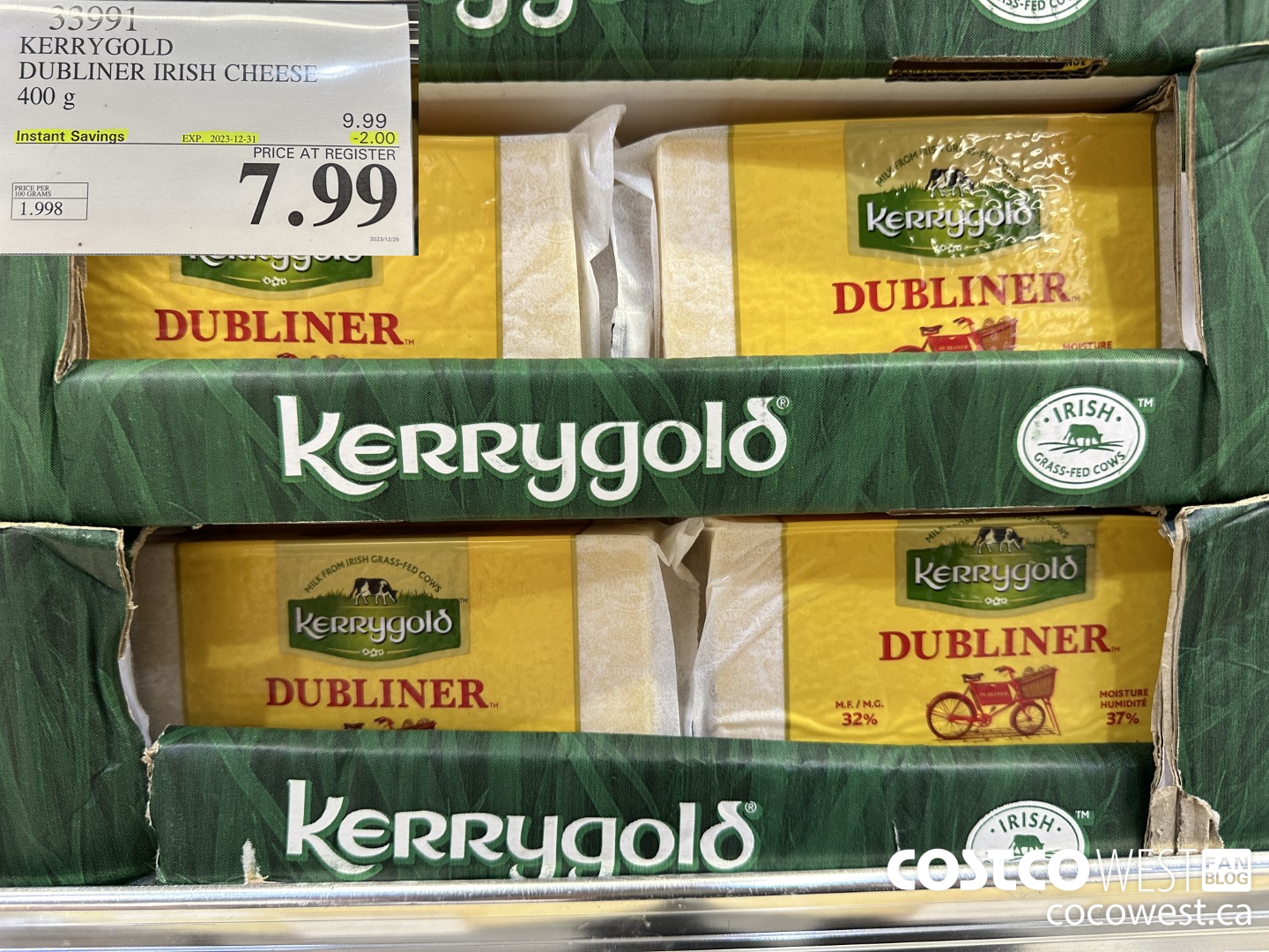 33991 KERRYGOLD DUBLINER IRISH CHEESE 400 g ($2.00 INSTANT SAVINGS EXPIRES ON 2023-12-31) $7.99