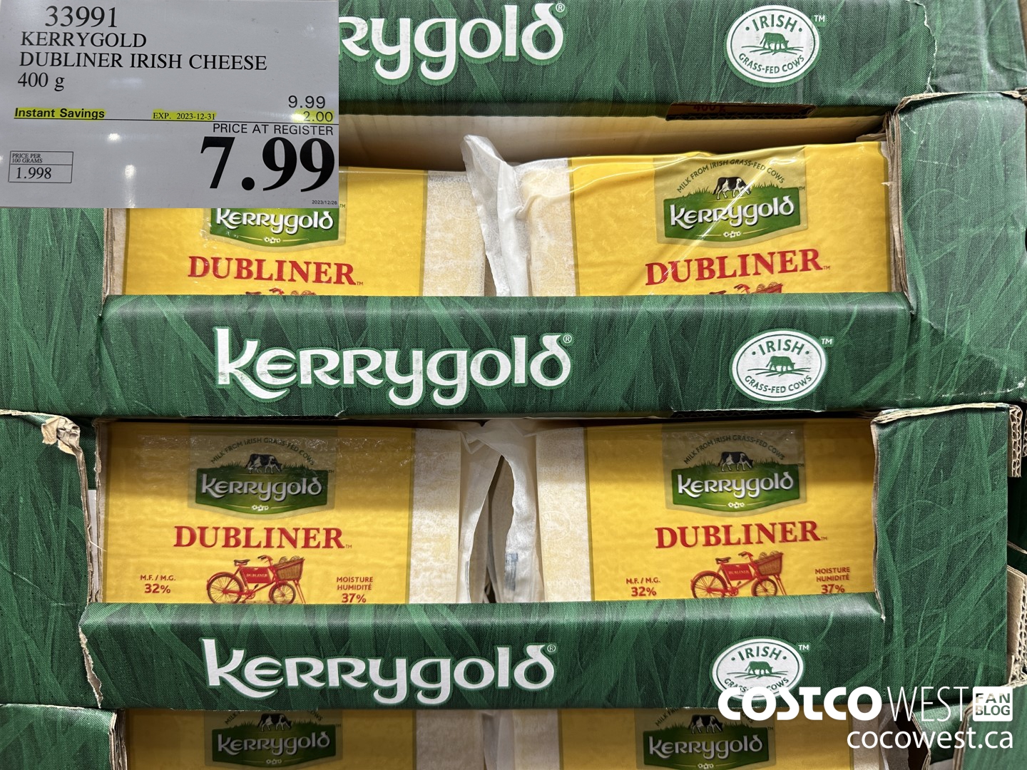 33991 KERRYGOLD DUBLINER IRISH CHEESE 400 g ($2.00 INSTANT SAVINGS EXPIRES ON 2023-12-31) $7.99