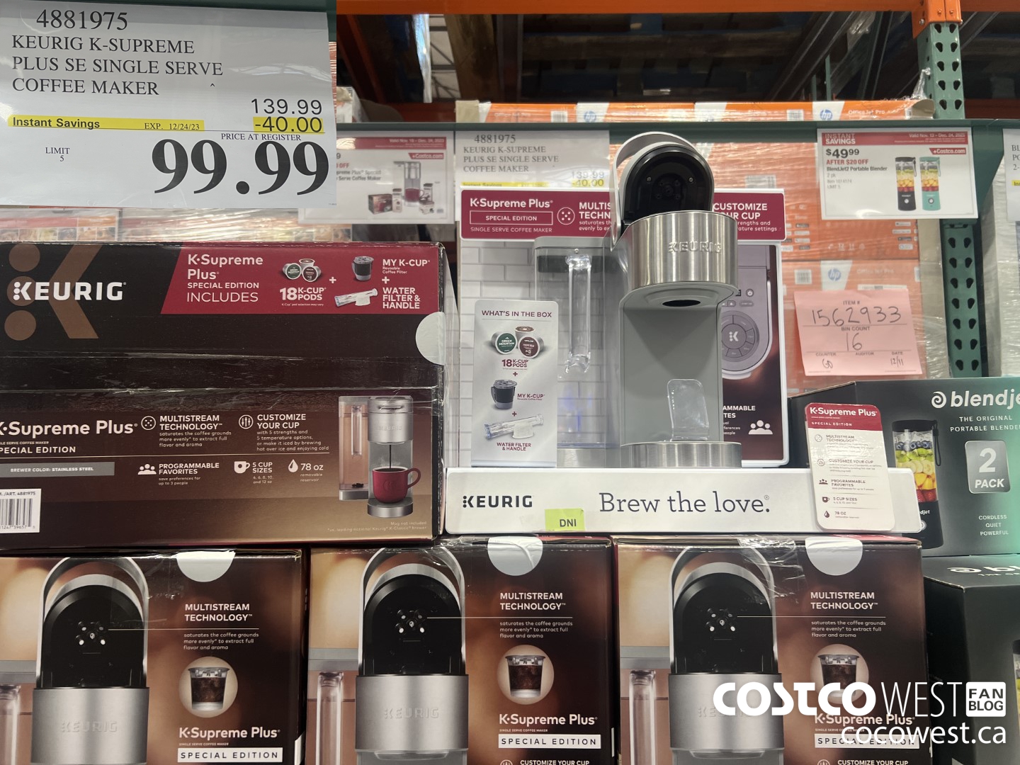 4881975 KEURIG K-SUPREME PLUS SE SINGLE SERVE COFFEE MAKER ($40.00 INSTANT SAVINGS EXPIRES ON 2023-12-24) $99.99