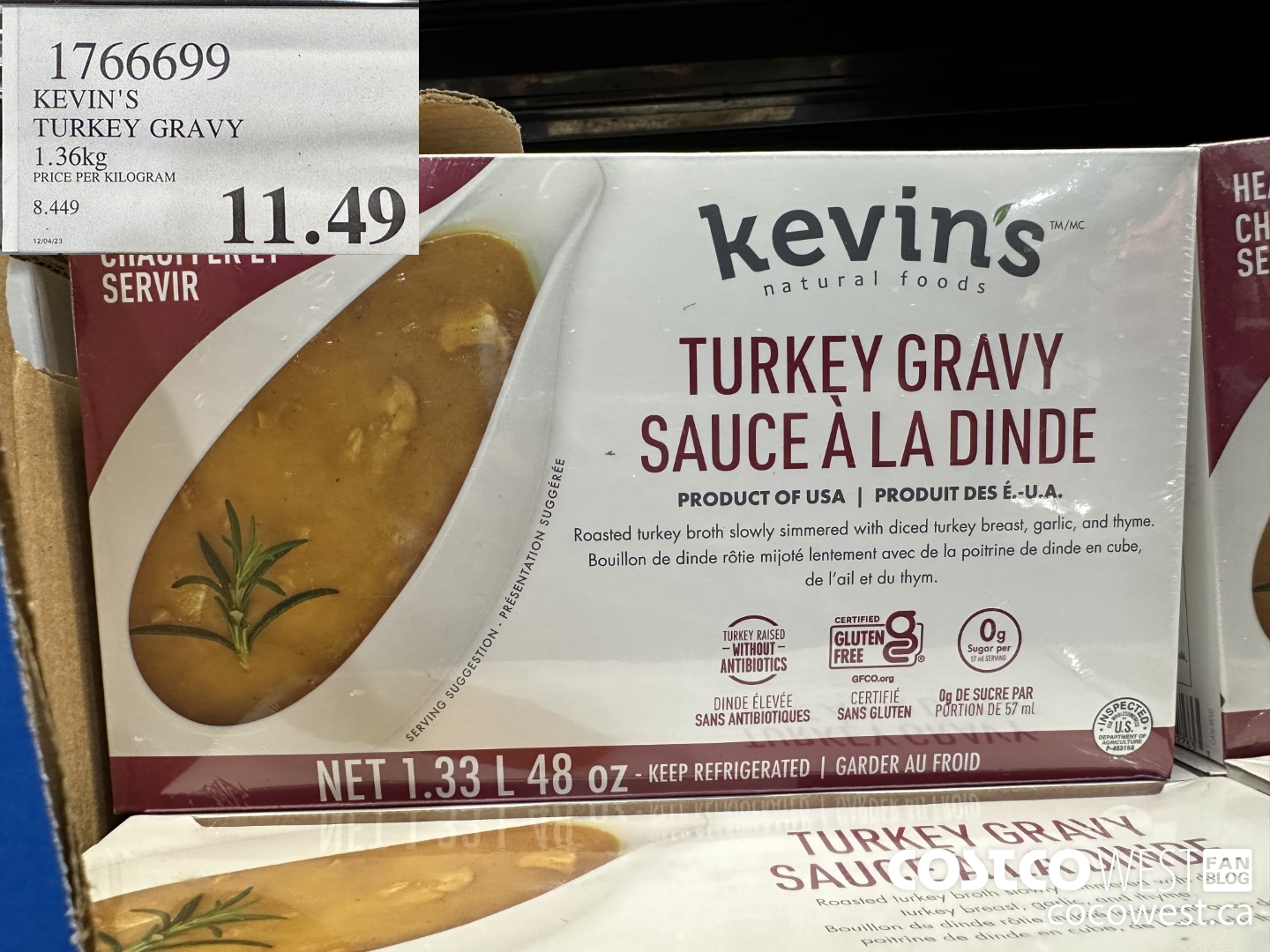 1766699 KEVIN'S TURKEY GRAVY 1.36KG $11.49