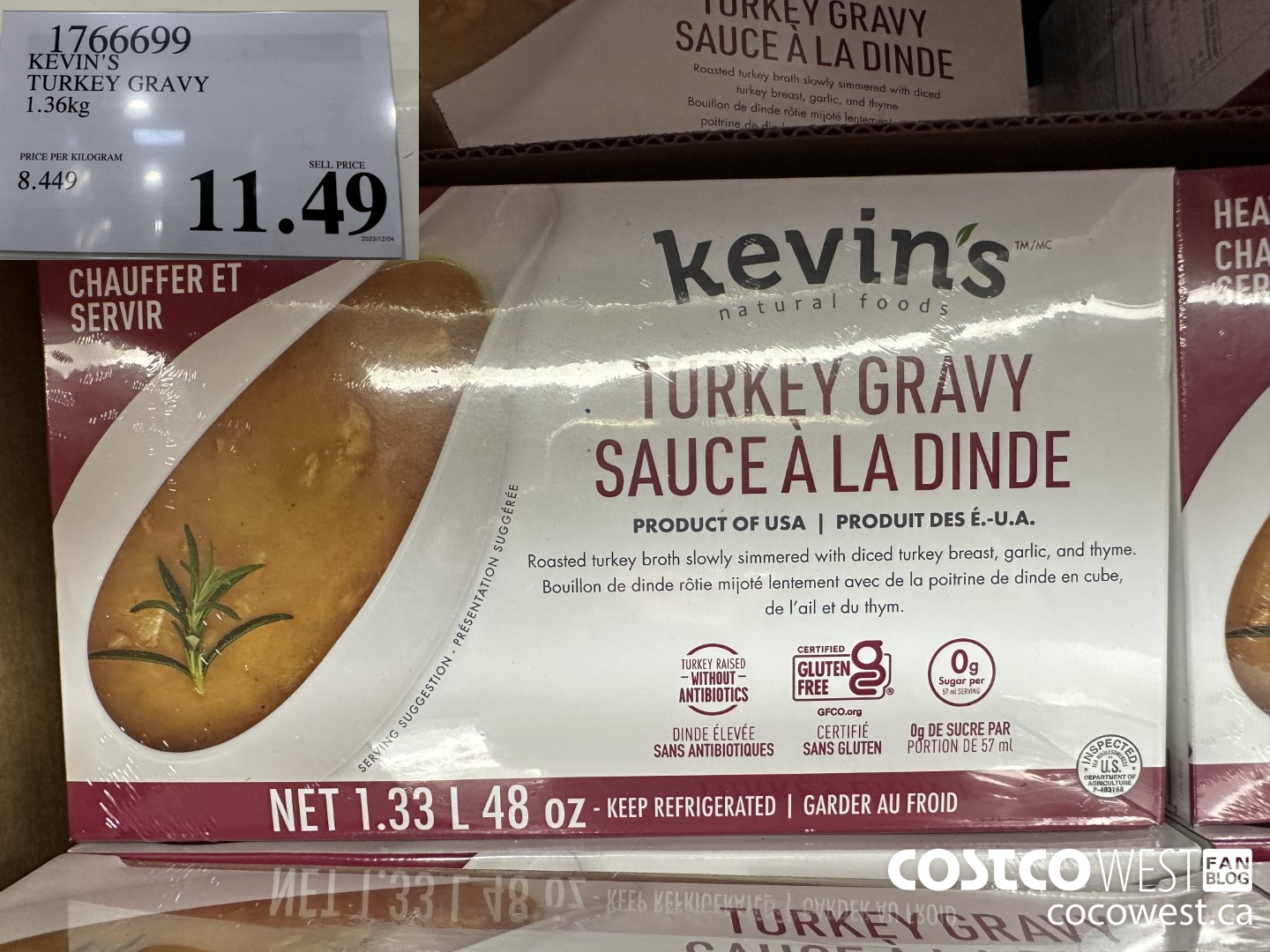 1766699 KEVIN'S TURKEY GRAVY 1.36KG $11.49
