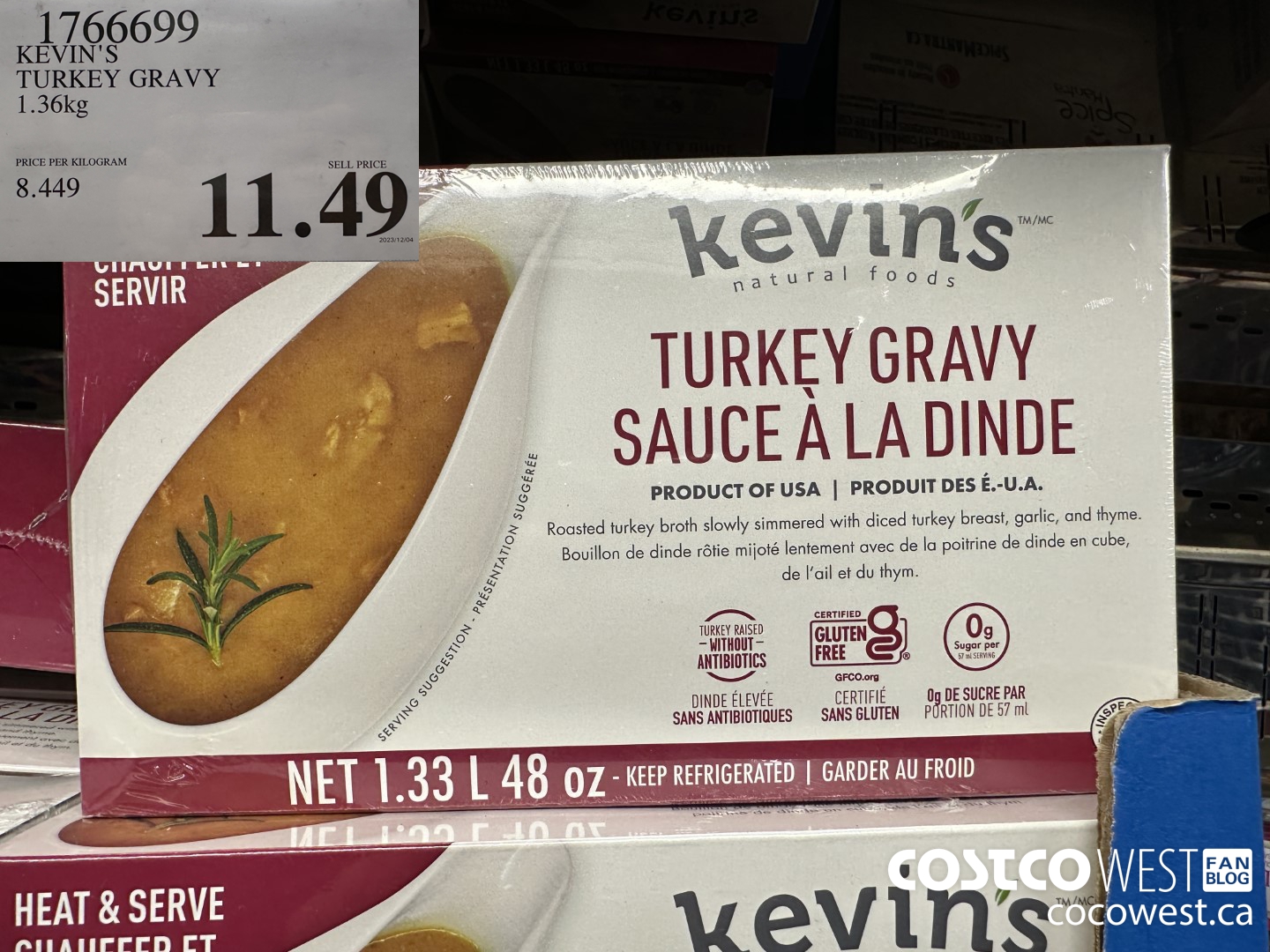 1766699 KEVIN'S TURKEY GRAVY 1.36KG $11.49