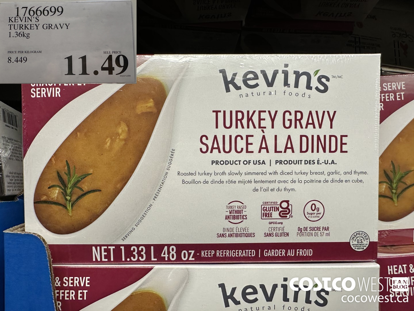 1766699 KEVIN'S TURKEY GRAVY 1.36KG $11.49