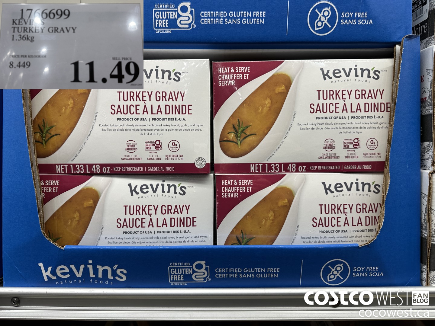1766699 KEVIN'S TURKEY GRAVY 1.36KG $11.49