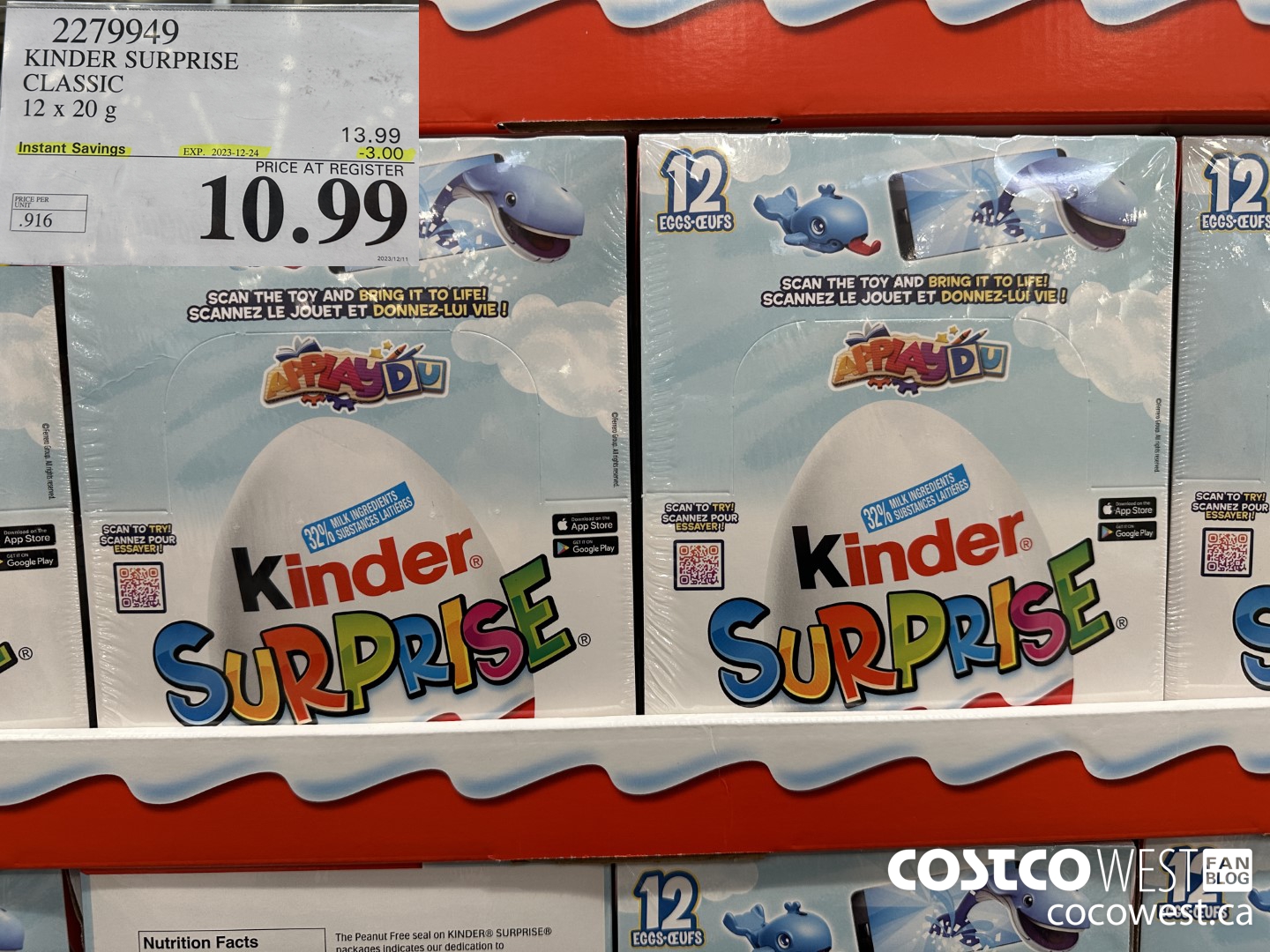 2279949 KINDER SURPRISE CLASSIC 12 x 20g ($3.00 INSTANT SAVINGS EXPIRES ON 2023-12-24) $10.99